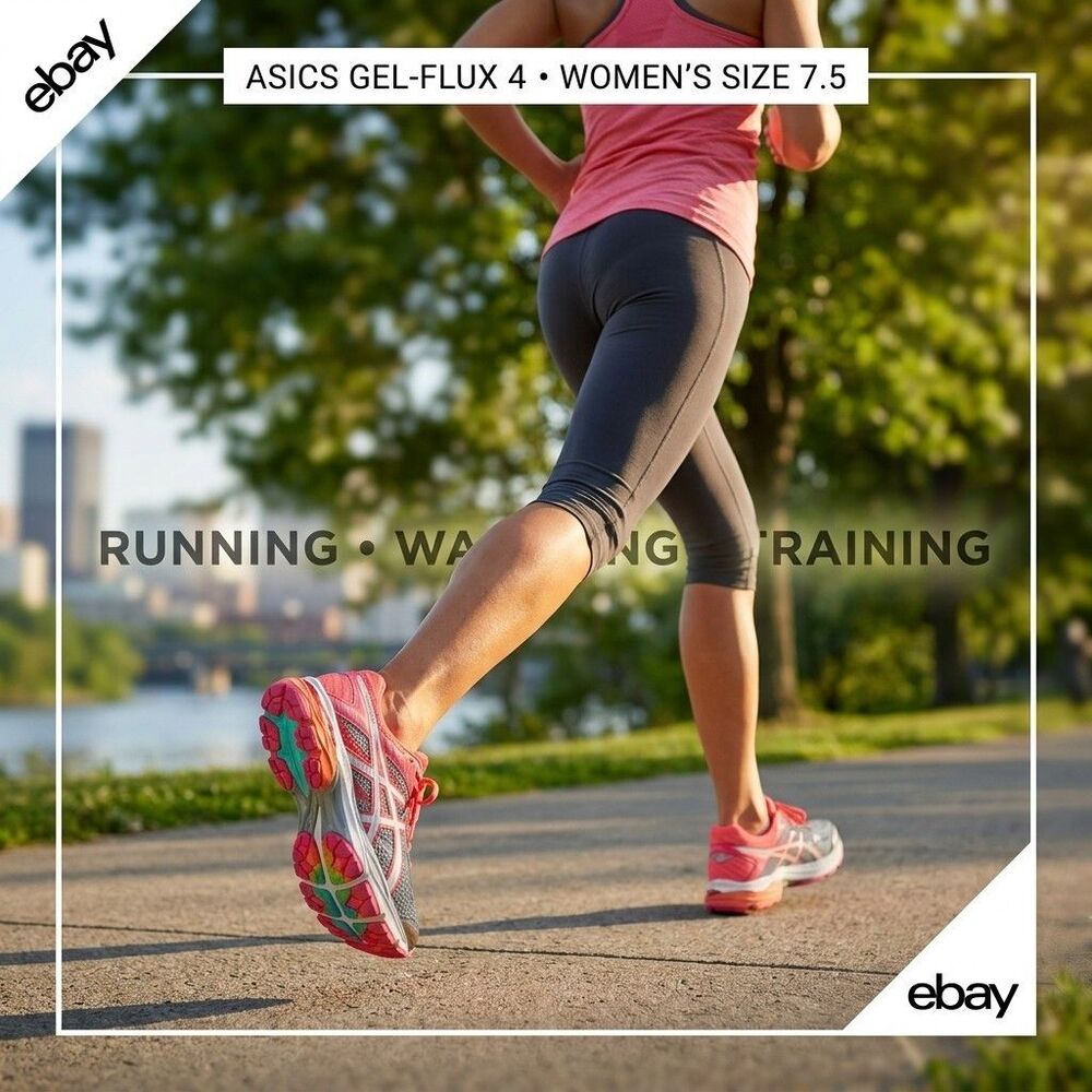ASICS GEL-Flux 4 Women Running Shoes 7.5 Grey Pink T764N Athletic Sneakers